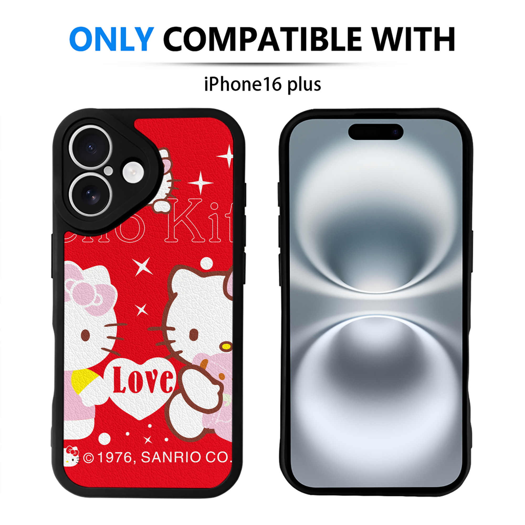 （画像用） Hello Kitty ハローキティ 【iPhone 16シリーズ対応】シリコンスマホケース（レザー調） 材質：シリコン